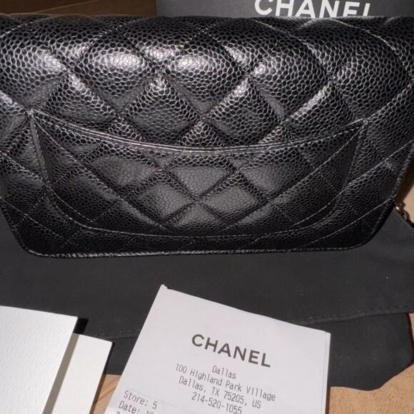 CHANEL CLASSIC BLACK CAVIAR LEATHER WOC WALLET ON THE CHAIN CROSSBODY BAG - Picture 6 of 14